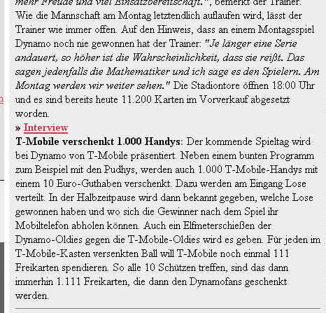 Dynamo-Artikel mit zwei Fehlern